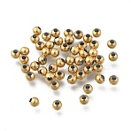 Round PVD Vacuum Plating 304 Stainless Steel Beads, Long-Lasting Plated, Golden, 4mm, Hole: 1.5mm(X-STAS-F105-03-4mm)