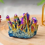 Electroplated Natural Druzy Quartz Crystal Cluster Ornaments, Reiki Energy Stone, Home Display Decorations, 200g/pc(PW-WG24416-01)