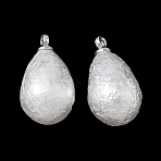 ABS Plastic Pearl Pendants, Teardrop, with Platinum Alloy Loop, Texture, White, 18x10mm, Hole: 1.6mm(FIND-Z105-01P)