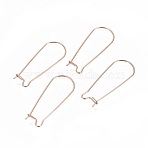 Ion Plating(IP) 304 Stainless Steel Hoop Earrings Findings Kidney Ear Wires, Rose Gold, 33x13x0.7mm, 21 Gauge(STAS-L216-22A-RG)