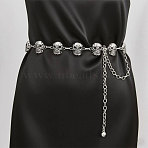 Halloween Alloy Skull Link Chain Waist Belly Chains for Women, Antique Silver, 1100mm(FS-WG87A63-01)
