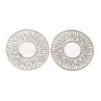 Long-Lasting Plated Brass Filigree Joiners, Etched Metal Embellishments, Cadmium Free & Nickel Free & Lead Free, Flat Round with Sun, Platinum, 30x0.3mm(KK-K336-07P)