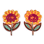 Transparent Acrylic Pendants, 3D Printed, Flower, Coral, 40x26.5x3mm, Hole: 1.5mm(KY-T022-30)