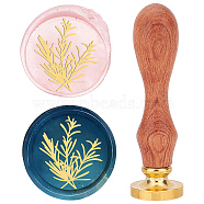 Brass Wax Seal Stamps with Rosewood Handle, for DIY Scrapbooking, Leaf Pattern, 25mm(AJEW-WH0412-0046)