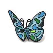 Butterfly Black Aolly Brooches, Enamel Pins, Pale Turquoise, 22x26x2mm(JEWB-U004-06EB-09)