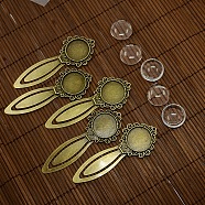 20mm Clear Domed Glass Cabochon Cover for Antique Bronze DIY Alloy Portrait Bookmark Making, Cadmium Free & Nickel Free & Lead Free, Bookmark Cabochon Settings: 81x31mm, Tray: 20mm(DIY-X0125-AB-NR)