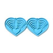 DIY Heart Pendant Silicone Molds, Resin Casting Molds, for UV Resin & Epoxy Resin Jewelry Making, Deep Sky Blue, 52.5x125x4mm, Hole: 2mm, Inner Diameter: 47.5x59mm(DIY-I099-41)