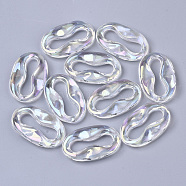 Transparent Acrylic Links, AB Color Plated, Oval, Clear AB, 34x21x5.5mm, Hole: 3x25mm(PACR-R246-026)