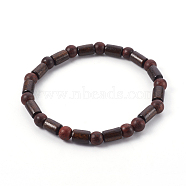 Natural Sandalwood and Wood Beads Stretch Bracelets, Column and Round, Coconut Brown, 2 inch(5.2cm)(BJEW-JB04015-01)