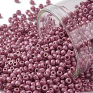 TOHO Round Seed Beads, Japanese Seed Beads, (PF553F) PermaFinish Pink Rose Metallic Matte, 11/0, 2.2mm, Hole: 0.8mm, about 5555pcs/50g(SEED-XTR11-PF0553F)