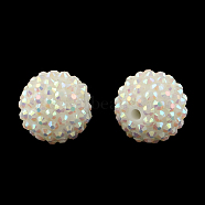 AB-Color Resin Rhinestone Beads, with Acrylic Round Beads Inside, for Bubblegum Jewelry, White, 14x12mm, Hole: 2~2.5mm(RESI-S315-12x14-16)