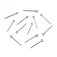 Ion Plating(IP) 304 Stainless Steel Eye Pins, Rainbow Color, 20x0.6mm, 22 Gauge, Hole: 1.6mm(STAS-E156-01M-02)