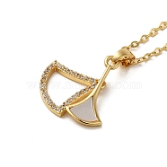 Brass Micro Pave Cubic Zirconia with Acrylic Ginkgo Leaf Pendant Necklaces for Women, 201 Stainless Steel Cable Chain Necklaces, Light Gold, 16.14 inch(41cm)(NJEW-E106-02KCG)