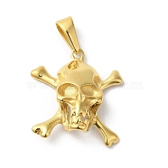 PVD Vacuum Plating 304 Stainless Steel Pendants, Skull Charm, Golden, 28x26x7mm, Hole: 4.5x10mm(STAS-B069-38G)