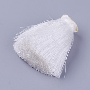 Polyester Tassel Decoration Accessories, White, 50~56x18~21mm(FIND-L007-C13)