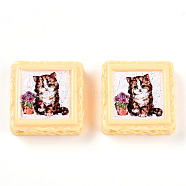 Opaque Resin Decoden Cabochons, Biscuits & Cat, Navajo White, 21x21x8~9mm(RESI-N039-130B)