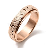 Stainless Steel Moon and Star Rotatable Finger Ring, Spinner Fidget Band Anxiety Stress Relief Ring for Women, Rose Gold, US Size 9(18.9mm)(MOST-PW0001-005E-04)