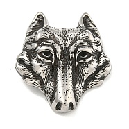 316 Surgical Stainless Steel Pendants, Wolf Head Charm, Antique Silver, 33.5x31x10.7mm, Hole: 6x7mm(STAS-E212-141AS)