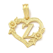 Heart Brass Pendants, Long-Lasting Plated, Cadmium Free & Lead Free, Real 18K Gold Plated, Letter Z, 18x20x3mm, Hole: 3.5x7mm(KK-I714-04G-Z)