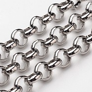 304 Stainless Steel Rolo Chains, Belcher Chain, with Spool, Unwelded, Stainless Steel Color, 6x2mm, about 32.8 Feet(10m)/roll(CHS-L015-53)
