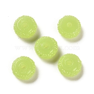 Opaque Resin Beads, Textured Rondelle, Green Yellow, 12x7mm, Hole: 2.5mm(RESI-B020-07A)