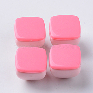 Opaque Acrylic Beads, Two Tone, with Square Flat Plate, Half Drilled, Pyramid, Hot Pink, 15.5x15.5x14mm, Half  Hole: 3.5mm(SACR-N007-12E)