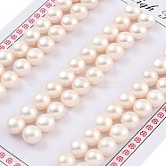 Grade 6A Natural Cultured Freshwater Pearl Beads, Half Drilled, Half Round Beads, White, 7.5~8x5.5mm, Hole: 1mm(PEAR-N018-6A-7580A)