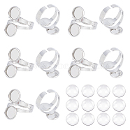 DIY Double Blank Dome Finger Ring Making Kit, Including Brass Cuff Rings Components, Glass Cabochons, Stainless Steel Color, US Size 10 1/2(20.1mm), 30Pcs/box(DIY-UN0004-26B)