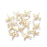 304 Stainless Steel Charms, Heartbeat, Golden, 12.3~12.5x14~14.4x0.8mm, Hole: 1~1.2mm(STAS-F159-45G)