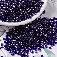 MIYUKI Round Rocailles Beads, Japanese Seed Beads, 8/0, (RR176) Transparent Cobalt Luster, 3mm, Hole: 1mm, about 2111~2277pcs/50g(SEED-X0055-RR0176)