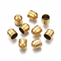 304 Stainless Steel Cord Ends, End Caps, Golden, 10x9mm, Hole: 1.2mm, Inner Diameter: 8mm(STAS-R090-35-G)