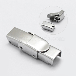 304 Stainless Steel Watch Band Clasps, Rectangle, Stainless Steel Color, 26x9.5x7mm(STAS-K173-01A)