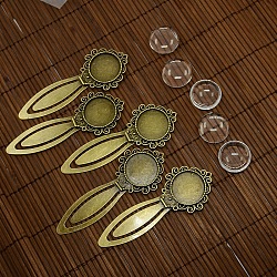 20mm Clear Domed Glass Cabochon Cover for Antique Bronze DIY Alloy Portrait Bookmark Making, Cadmium Free & Nickel Free & Lead Free, Bookmark Cabochon Settings: 81x31mm, Tray: 20mm(DIY-X0125-AB-NR)