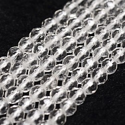 Natural Quartz Crystal Beads Strands, Rock Crystal Beads, Faceted, Round, 4mm, Hole: 1mm, about 96pcs/strand, 14.9 inch~15.1 inch(X-G-D840-11-4mm)