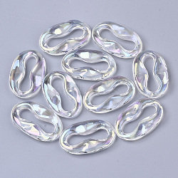 Transparent Acrylic Links, AB Color Plated, Oval, Clear AB, 34x21x5.5mm, Hole: 3x25mm(PACR-R246-026)