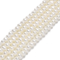Natural Cultured Freshwater Pearl Beads Strands, Potato, Beige, 3~3.5x4~4.5x3.5~4mm, Hole: 0.5mm, about 113~114pcs/strand, 15.35~15.43 inch(39~39.2cm)(PEAR-F018-06)