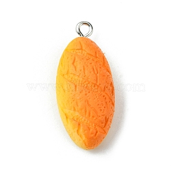 Opaque Resin Imitation Food Pendants, Bread Charms, with Platinum Tone Iron Loops, Oval, 29.5x13x9mm, Hole: 1.8mm(RESI-R436-04B)