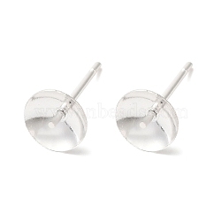 Brass Studs Earrings Finding, Lead Free & Cadmium Free, Round, 925 Sterling Silver Plated, 14x7mm, Pin: 12x1mm(KK-K383-01E-S)