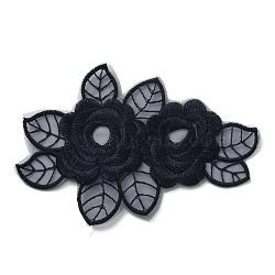 Lace Polyester Embroidery Organza Ornament Accessories, Sewing Craft Decoration, Flower, Midnight Blue, 137x92x0.9mm(PATC-WH0003-03I)