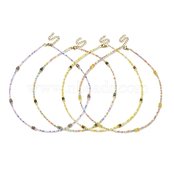 Natural Mixed Gemstone & Glass Seed Beaded Necklace, 15.75~15.94 inch(40~40.5cm)(NJEW-JN04425)