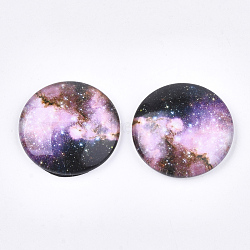 Starry Sky Pattern Printed Glass Cabochons, Half Round/Dome, Colorful, 25x6~6.5mm(GGLA-N004-25mm-D61)