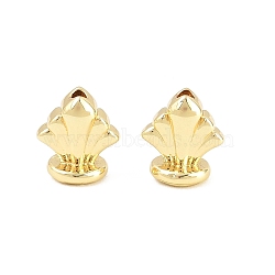 Brass Beads, Mixed Shapes, Rack Plating, Long-Lasting Plated, Cadmium Free & Lead Free, Real 18K Gold Plated, Fan, 7x6.5x5mm, Hole: 1.2mm(KK-CBA57BD-07C-G)