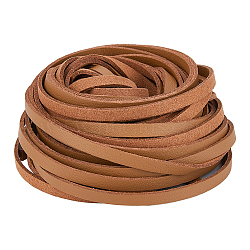 10Pcs Flat PU Leather Cord, for Necklace & Bracelet Making Accessories, Camel, 5x1.5mm(WL-DC0001-02D)