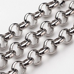 Tarnish Resistant 304 Stainless Steel Rolo Chains, Belcher Chain, with Spool, Unwelded, Stainless Steel Color, 6x2mm, about 32.8 Feet(10m)/roll(CHS-L015-53)