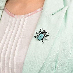 Luminous Alloy Insect Brooch, Black, 34x39mm(PW-WGC5627-01)