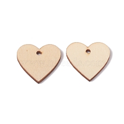 Unfinished Natural Poplar Wood Pendants, Undyed, Heart, BurlyWood, 29.5x29.5x2.5mm, Hole: 3mm(WOOD-E010-08)