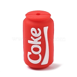 Silicone Beads, Food Theme, Focal Beads, Red, Coke, 29x16~17mm, Hole: 2mm(SIL-I019-01C)