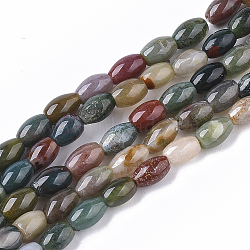 Natural Indian Agate Beads Strands, Oval, 6~7x4.5mm, Hole: 0.8mm, about  61~64pcs/Strand, 15.75 inch(40 cm)(X-G-S364-014)