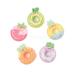 Opaque Resin Fruit Cabochons, Mixed Color, Donut, 24~25x20.5x7.5~8mm(CRES-M037-20)