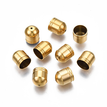 304 Stainless Steel Cord Ends, End Caps, Golden, 10x9mm, Hole: 1.2mm, Inner Diameter: 8mm